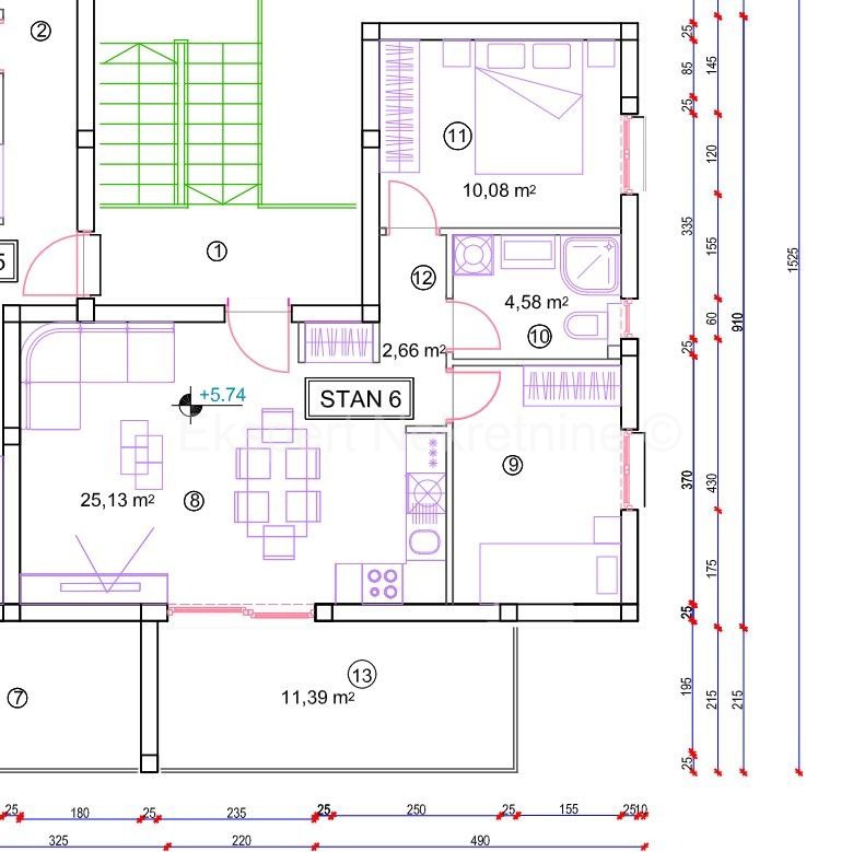 Trogir, 2-bedroom apartment 65 m2, newly built, furnished, sea view