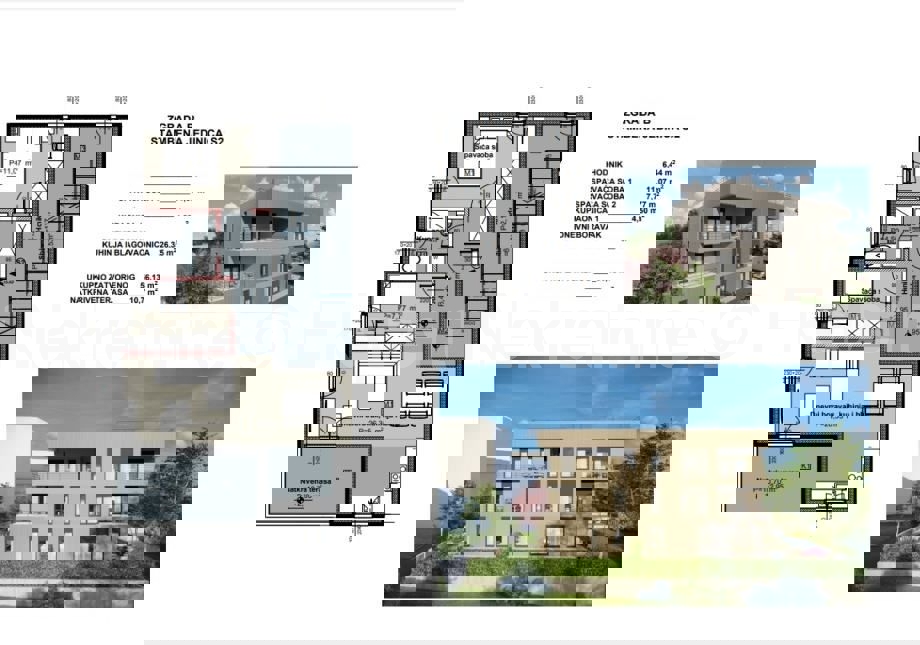 Podstrana, Grljevac, appartamento con due camere da letto 61m2 con parcheggio, vista mare