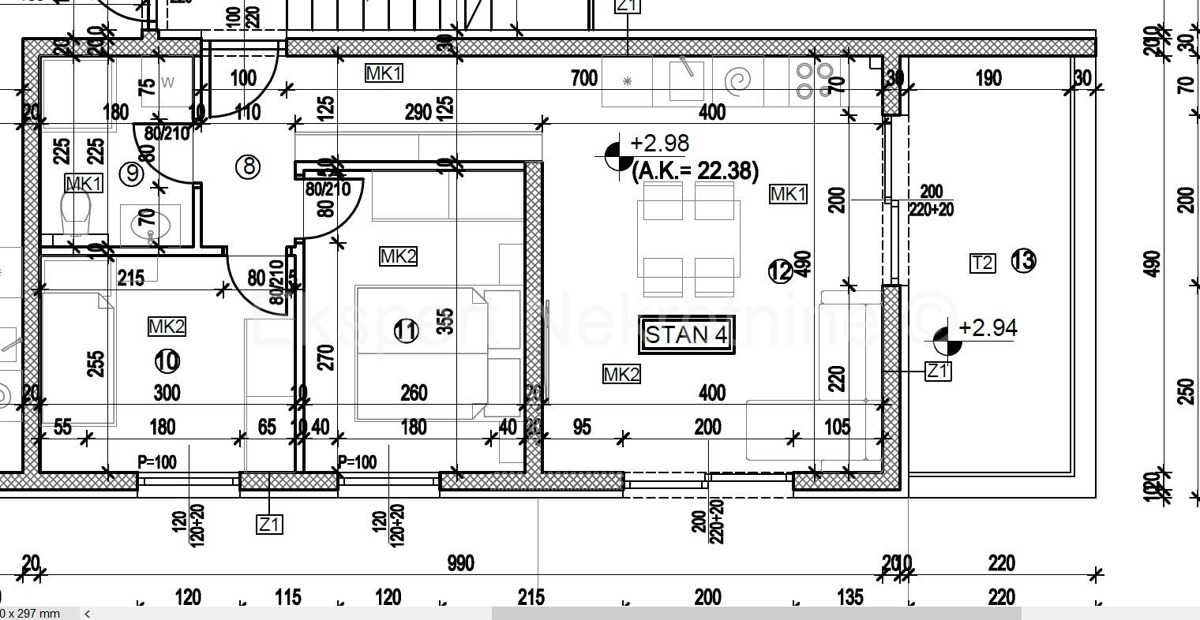 Trogir, 2-bedroom apartment 53 m2, new building, 1st floor, view,