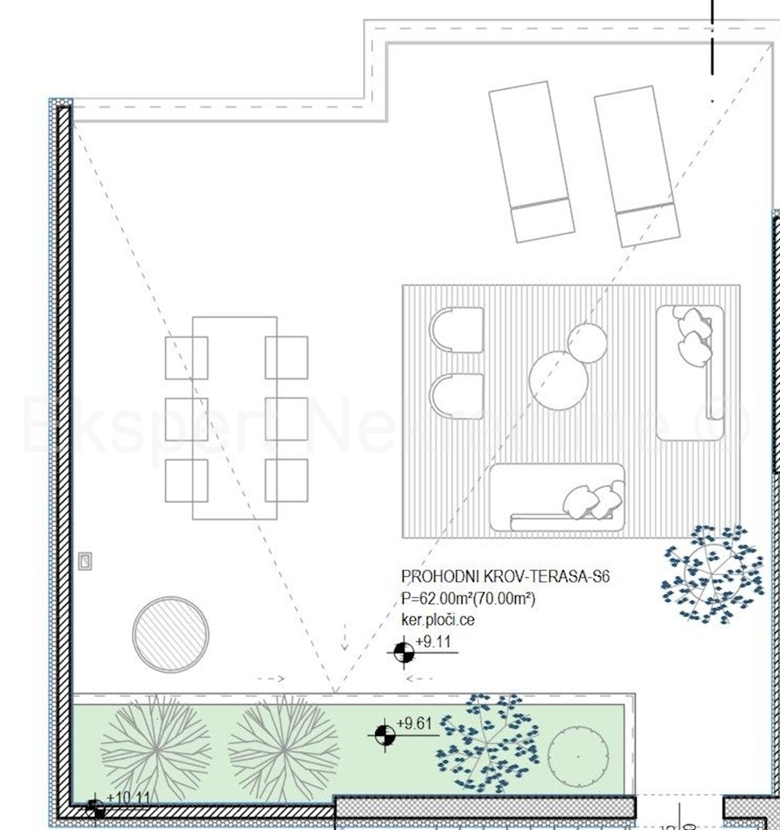 Čiovo, Okrug G., appartamento di 2 locali 66 m2 + terrazza sul tetto 70 m2, nuova costruzione