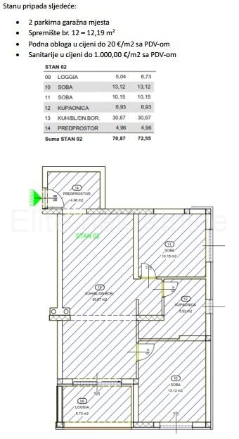 Kastav, Rešetari - Verkauf einer Wohnung in einem Neubau mit Garage!