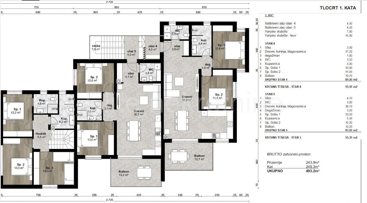 Parenzo - appartamento di 83m2 e terrazza sul tetto di 55,90 m2