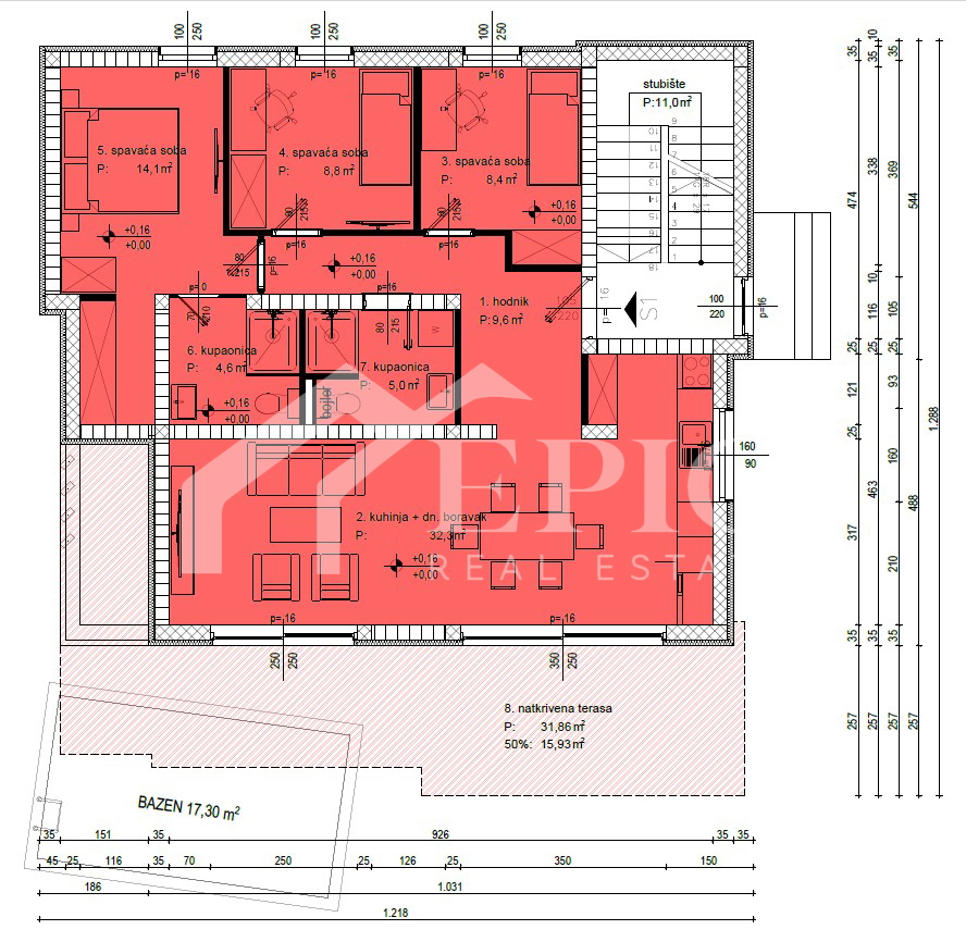 KOŽINO, ZADAR - APPARTAMENTO TRILOCALE CON PISCINA