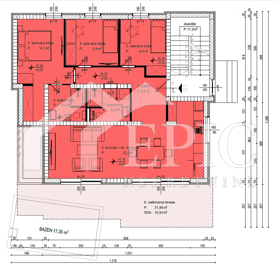KOŽINO, ZADAR - APPARTAMENTO TRILOCALE CON PISCINA