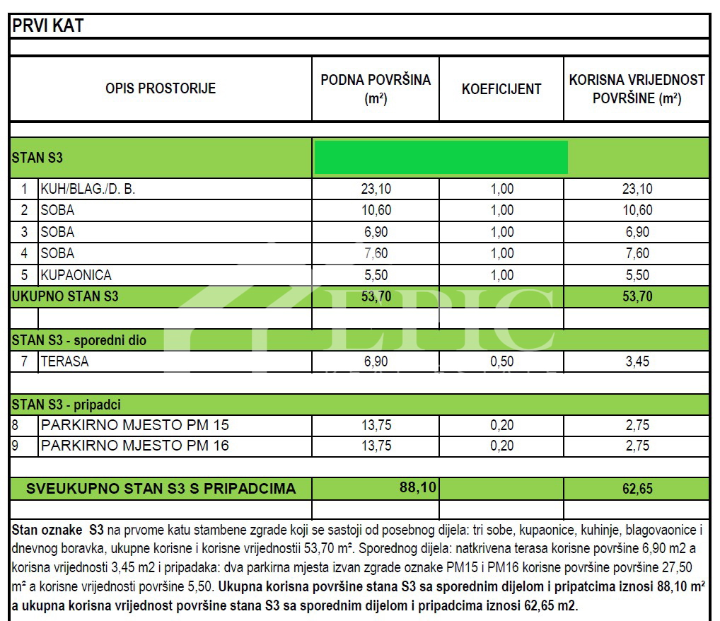 PLOVANIJA, APPARTAMENTO 3 LOCALI AL 1° PIANO