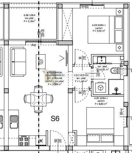 Appartamento Sinjoretovo, Zadar, 53,61m2