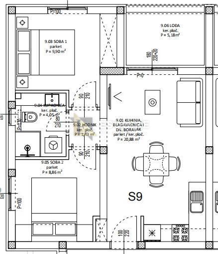 Appartamento Sinjoretovo, Zadar, 53,61m2