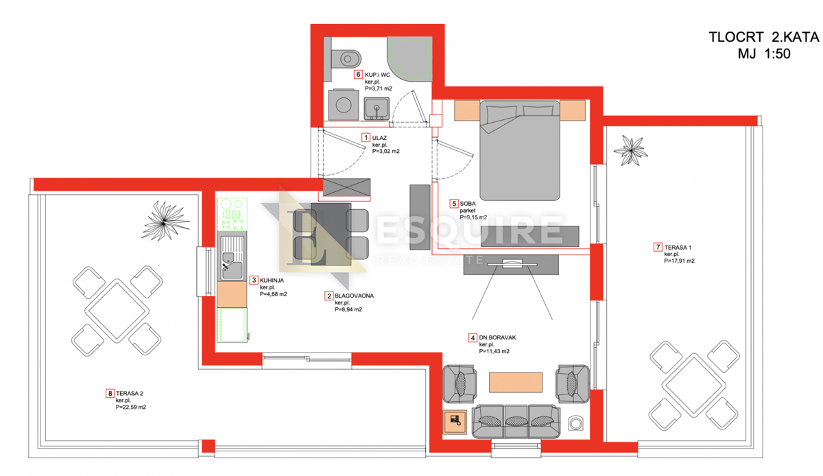 Appartamento Borik, Zadar, 61,39m2