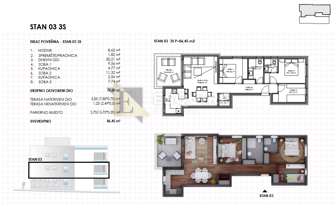 Appartamento Sukošan, 104,18m2