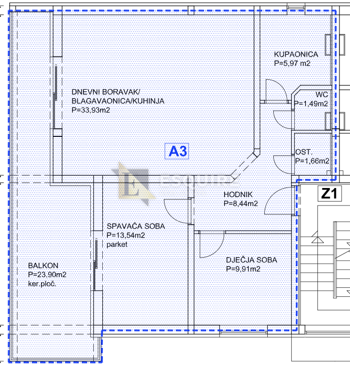 Appartamento Privlaka, 92,56m2