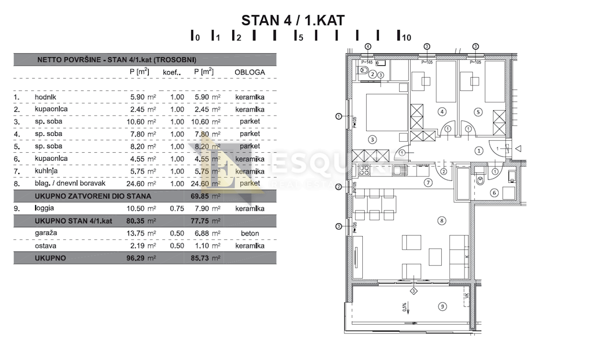 Appartamento Vidikovac, Zadar, 85,73m2