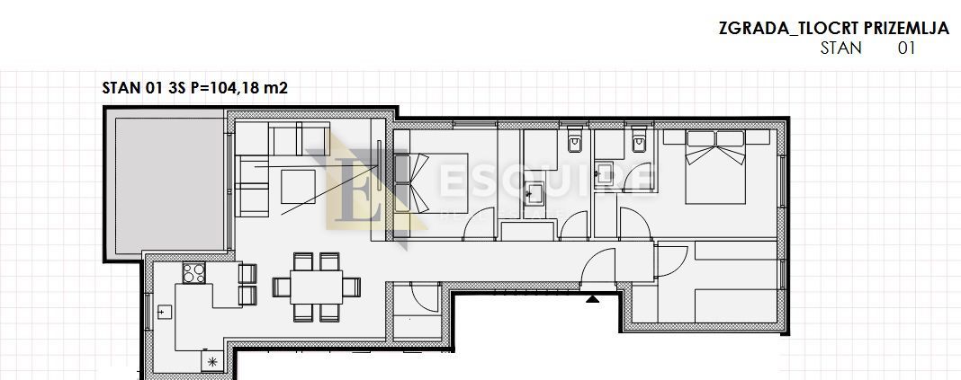 Appartamento Sukošan, 104,18m2
