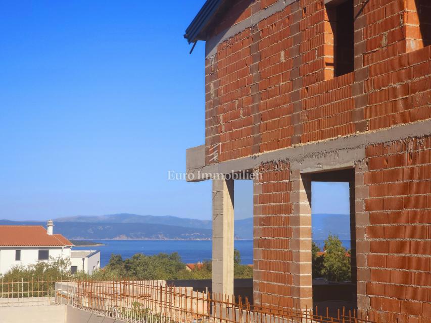 Metà di casa bifamiliare, vista mare - nuova costruzione Malinska