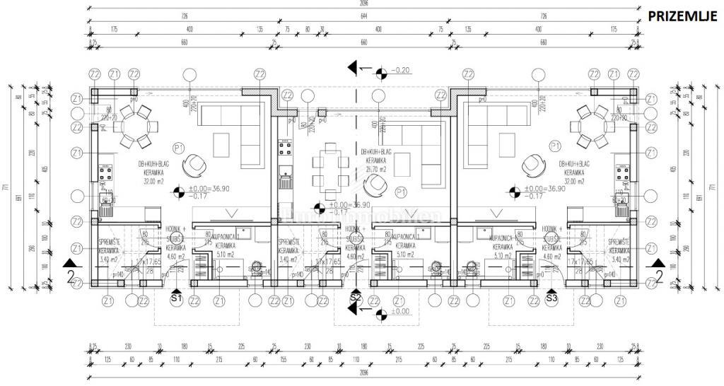 Mandre - casa a schiera con piscina e giardino