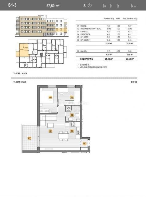 Bilocale in nuova costruzione, primo piano, Senj