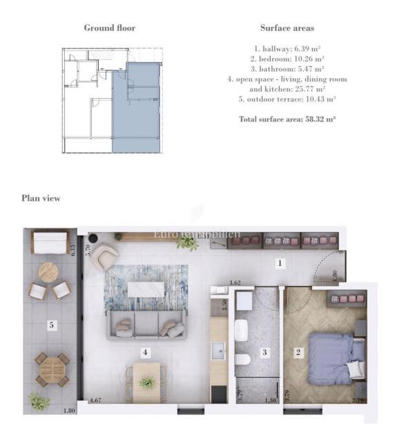 Istria, zona Rovigno – appartamento di nuova costruzione di 58,32 m² con giardino