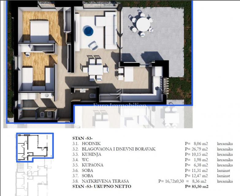 Appartamento con due camere da letto in una villa urbana nel centro