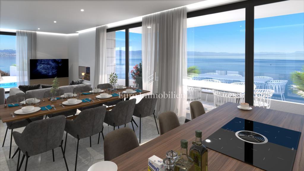 Villa con piscina a sfioro, seconda fila sul mare - Vinjerac