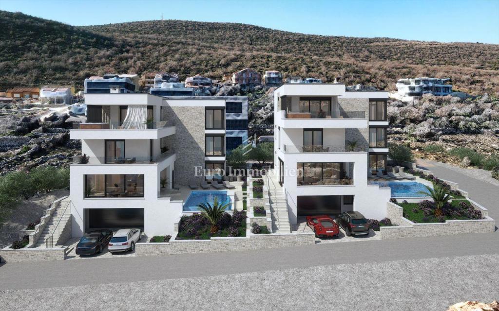 Villa con piscina a sfioro, seconda fila sul mare - Vinjerac