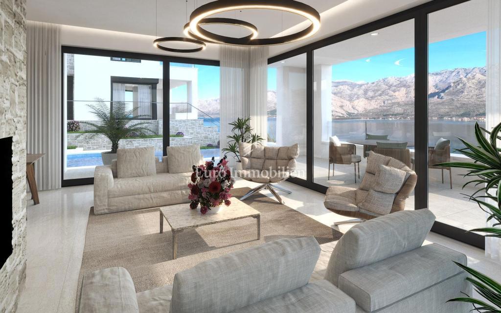 Villa con piscina a sfioro, seconda fila sul mare - Vinjerac