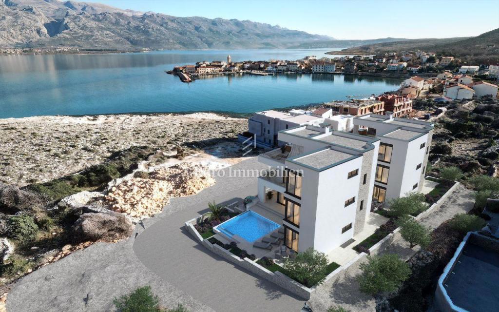 Villa con piscina a sfioro, seconda fila sul mare - Vinjerac