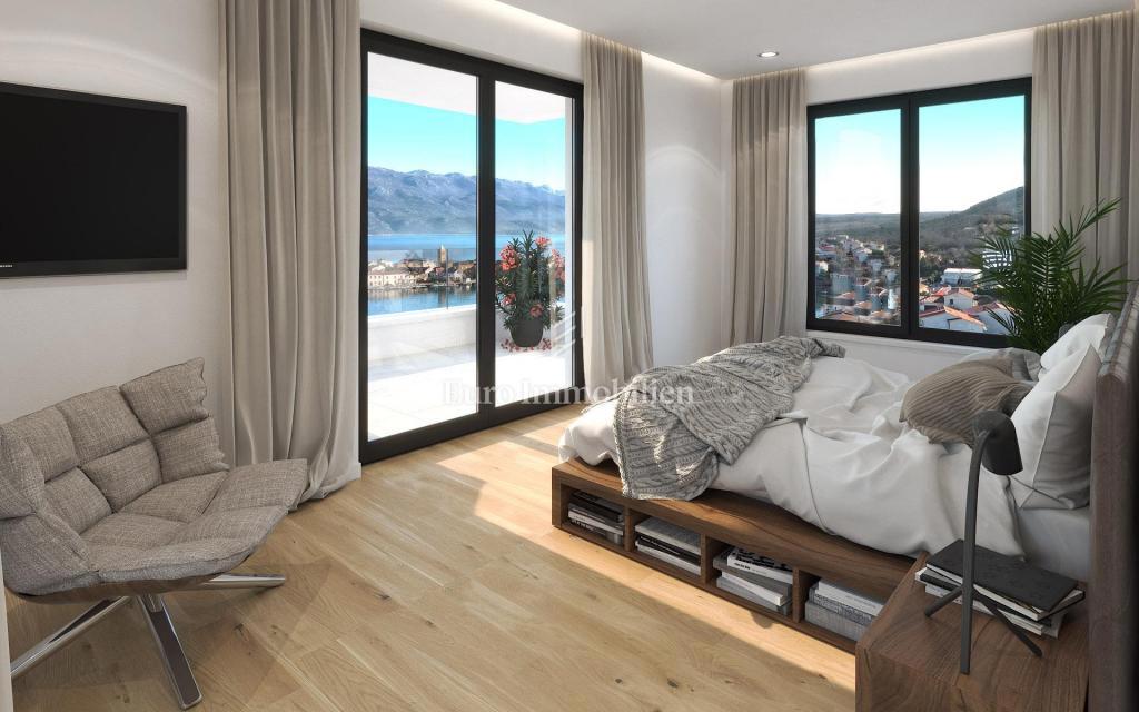 Villa con piscina a sfioro, seconda fila sul mare - Vinjerac