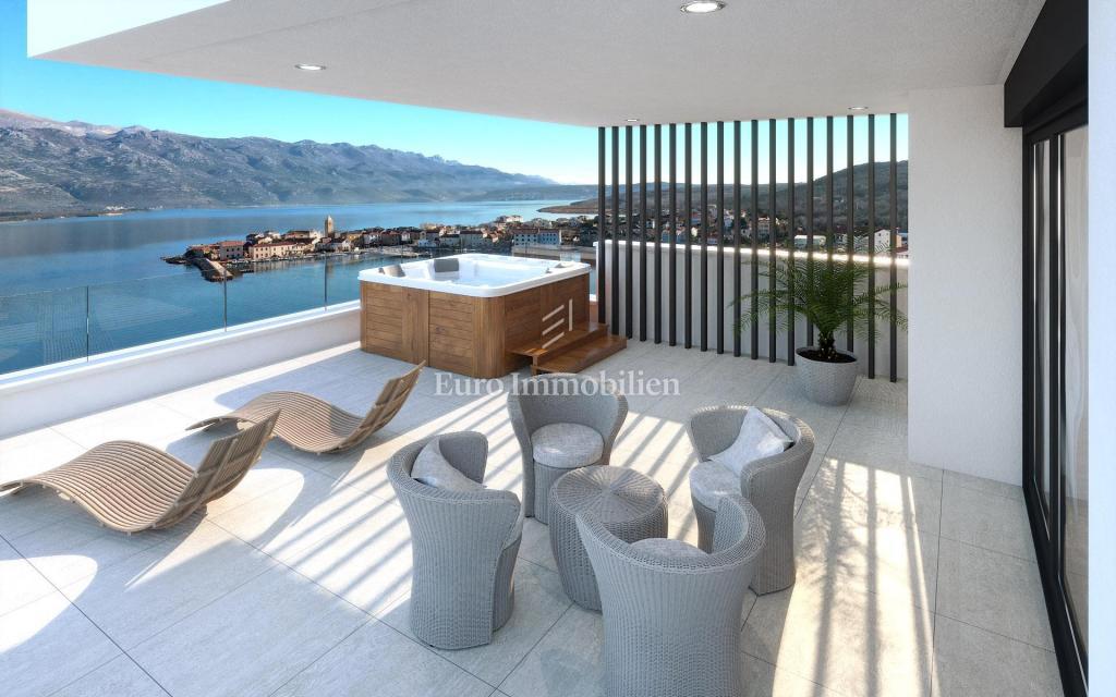 Villa con piscina a sfioro, seconda fila sul mare - Vinjerac