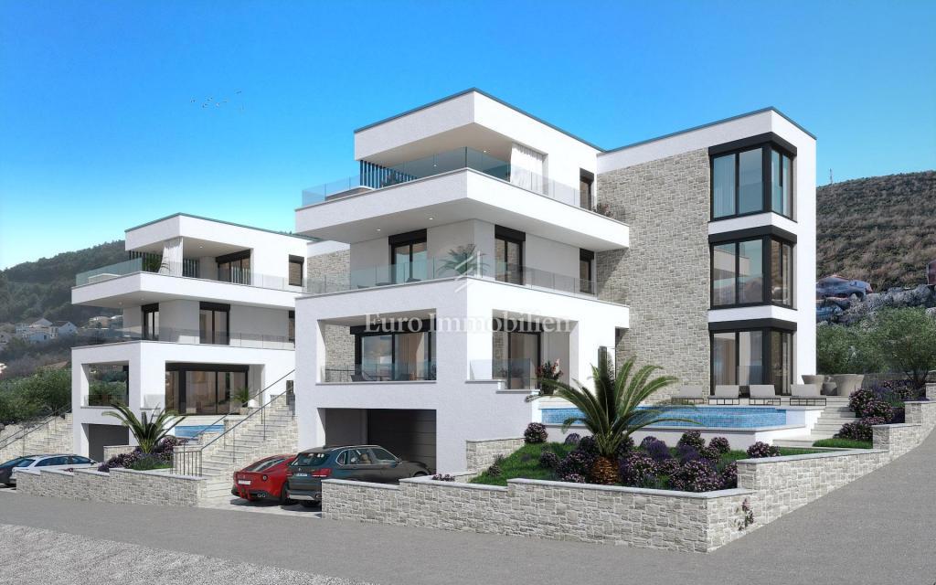 Villa con piscina a sfioro, seconda fila sul mare - Vinjerac