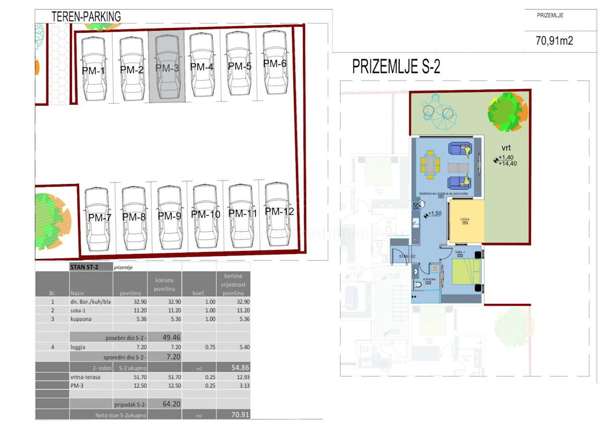 Apartments 100m from the sea, new building, Pag