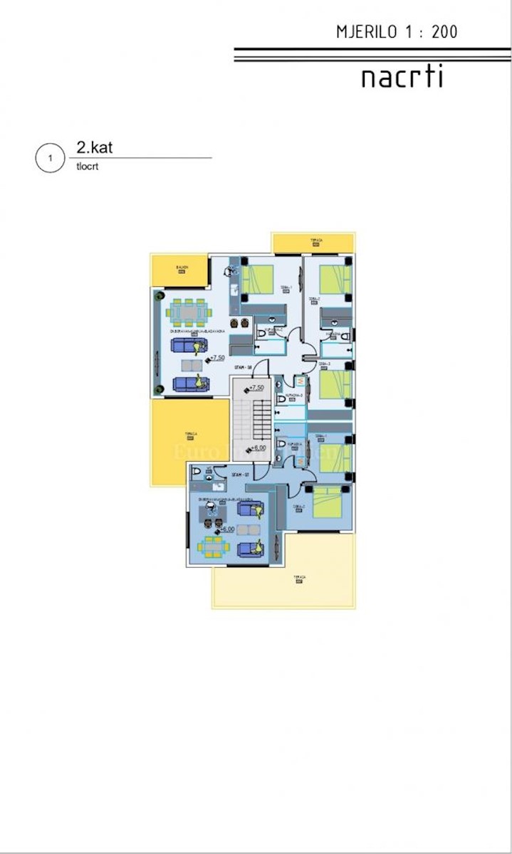 Apartments 100m from the sea, new building, Pag