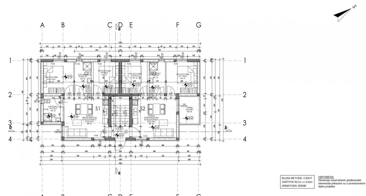 Apartments in a new building, 400 m from the sea, island Vir