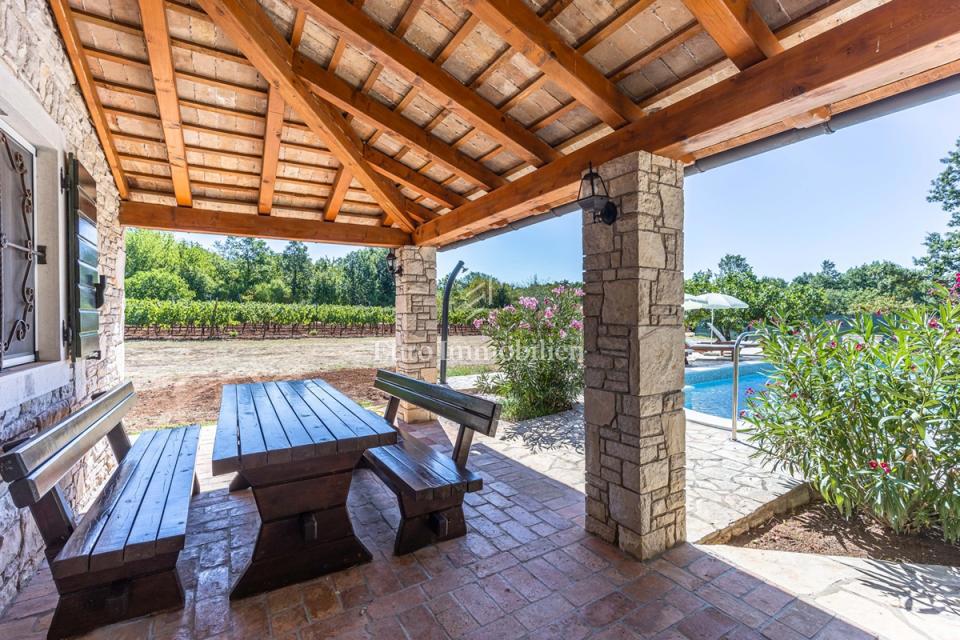 Villa in pietra con piscina, immersa nella natura e nei vigneti