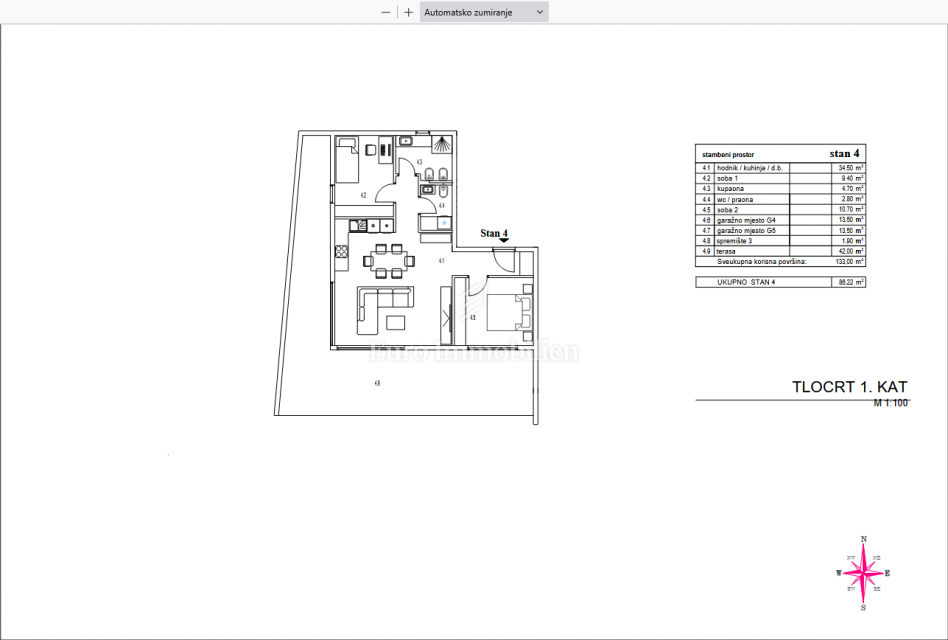 Cantrida, appartamento di lusso con due camere