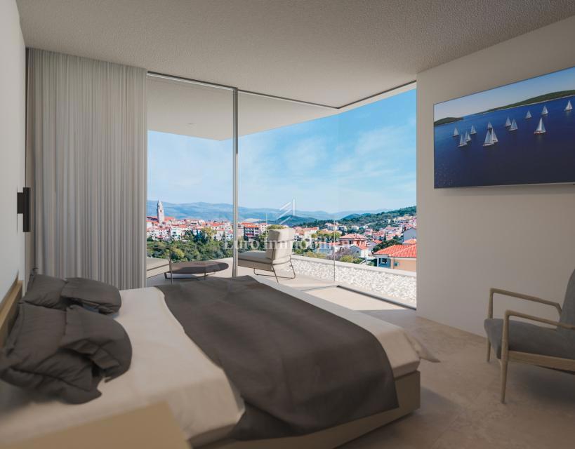 Terreno con vista mare con permesso per una villa a Vrbnik