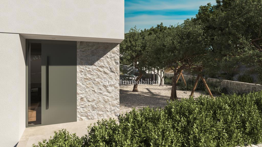 Terreno con vista mare con permesso per una villa a Vrbnik