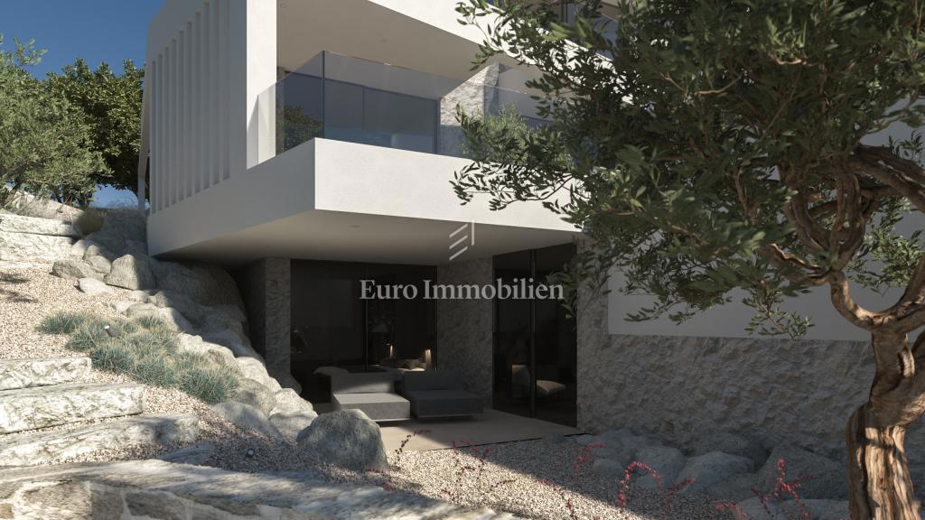 Terreno con vista mare con permesso per una villa a Vrbnik