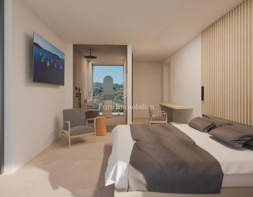 Terreno con vista mare con permesso per una villa a Vrbnik
