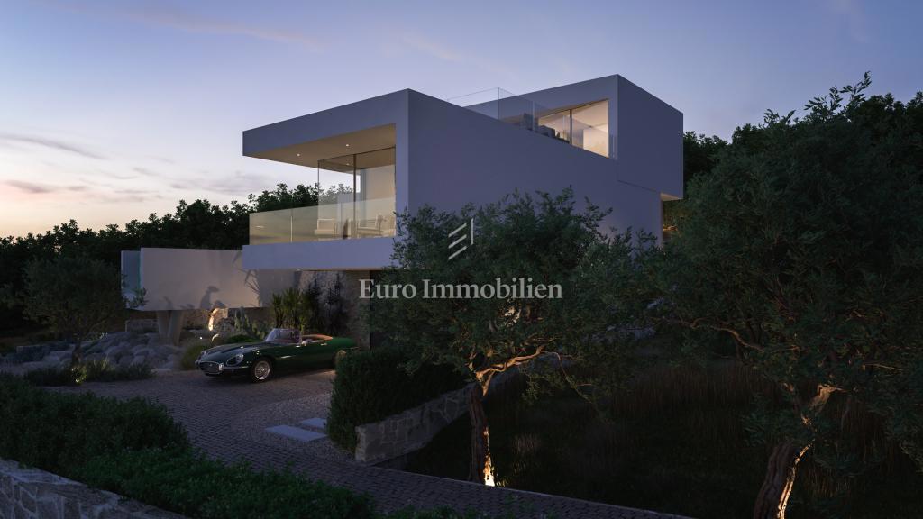 Terreno con vista mare con permesso per una villa a Vrbnik