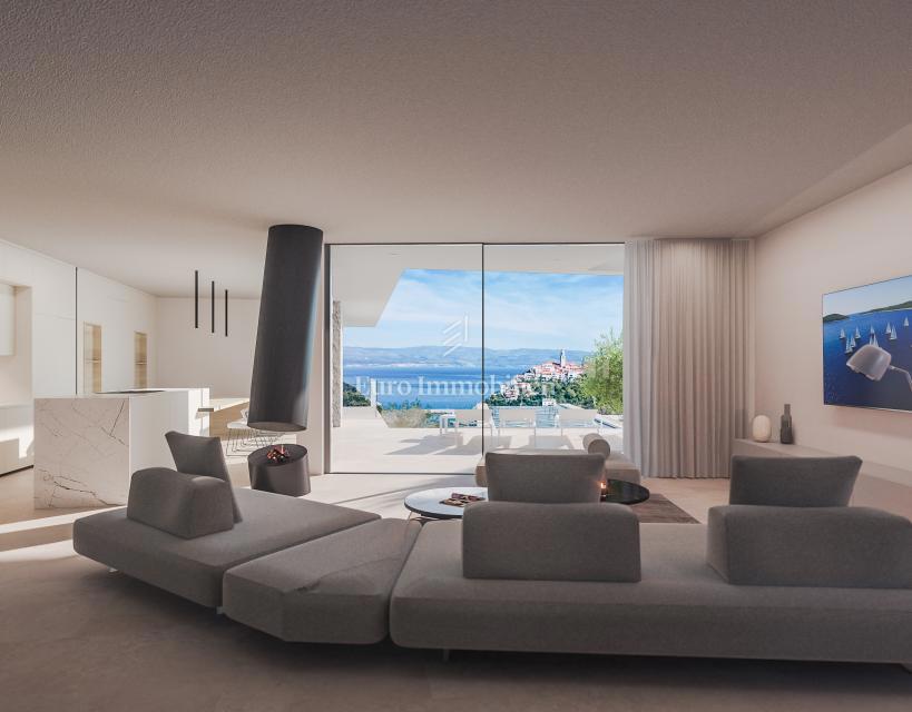 Terreno con vista mare con permesso per una villa a Vrbnik