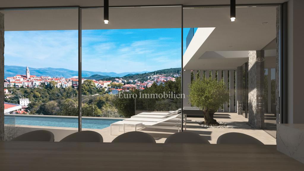 Terreno con vista mare con permesso per una villa a Vrbnik