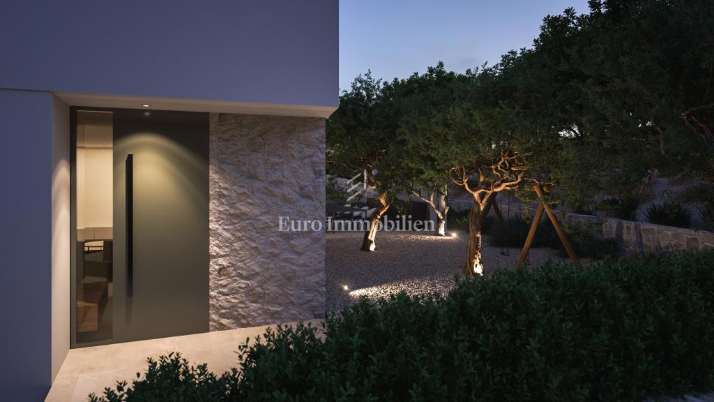 Terreno con vista mare con permesso per una villa a Vrbnik