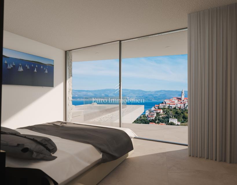 Terreno con vista mare con permesso per una villa a Vrbnik