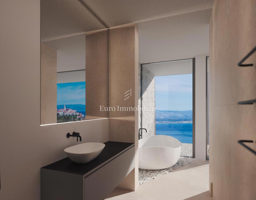 Terreno con vista mare con permesso per una villa a Vrbnik
