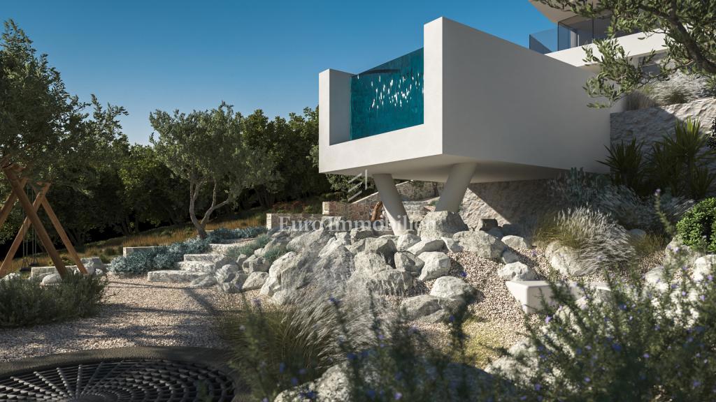 Terreno con vista mare con permesso per una villa a Vrbnik