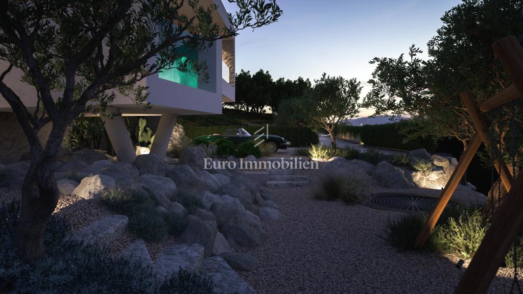 Terreno con vista mare con permesso per una villa a Vrbnik