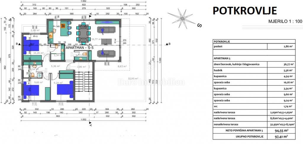 Šimuni, Pag - nuovo edificio, prima fila al mare