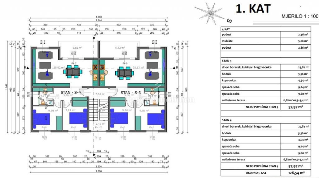 Šimuni, Pag - nuovo edificio, prima fila al mare