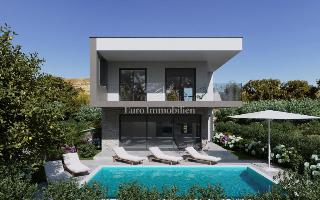 Murter - villa con piscina, prima fila al mare