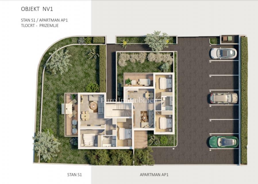 Novalja - ground floor in a new building with a garden