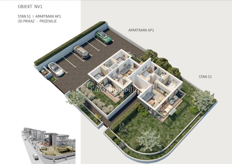 Novalja - ground floor in a new building with a garden
